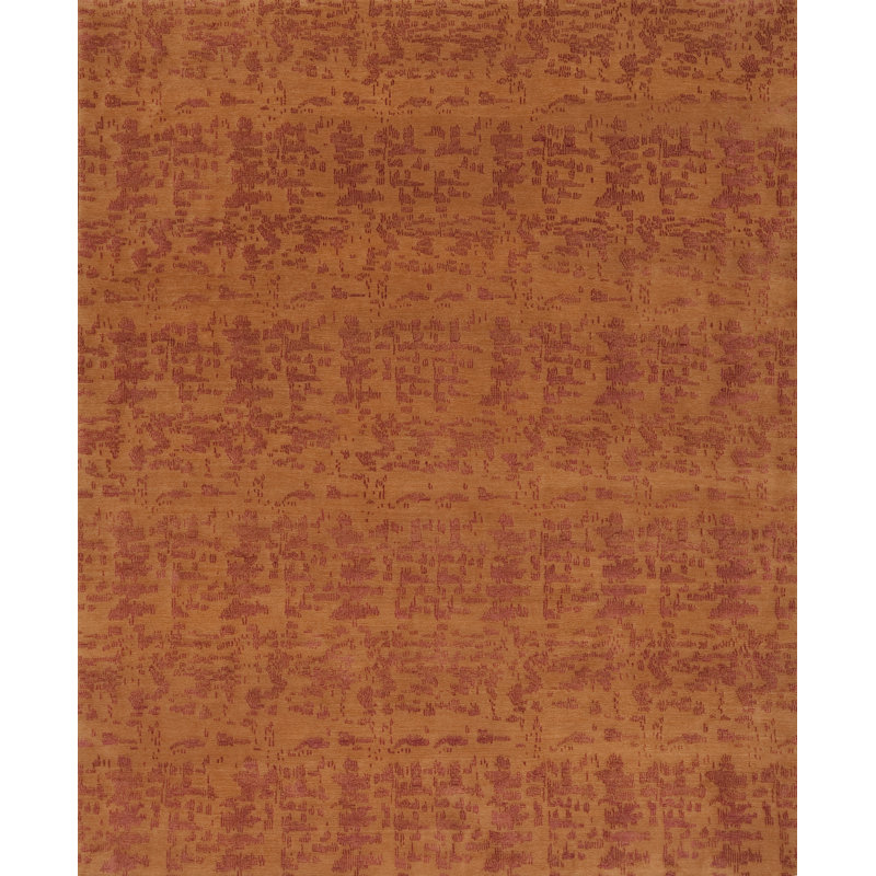 Modern Tibet Hand Knotted Abstract Area Rug in Orange, Rectangle 8' x 10'