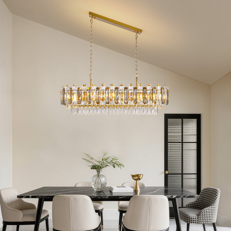 Lustre rectangulaire en cristal à 15 niveaux de 39,4 po Sams