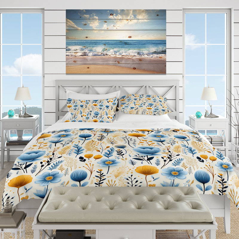 Ensemble de housse de couette bleu et jaune, Housse de couette pour très grand lit et 2 très