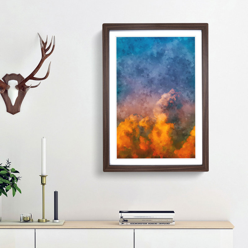 Rising Clouds - Picture Frame Painting Print, 33cm H x 24cm W x 2cm D, Walnut Framed