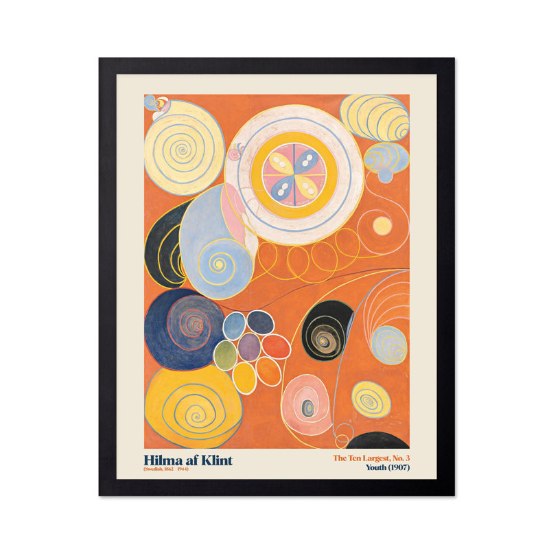 Hilma af Klimt - The Ten Larmost - Youth No1, H 18 po x l 24 po, Affiche, Cadre noir
