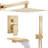 Brushed Gold Shower Faucet Set 10 inch Rain Shower Head Combo with Tub Spout Kit