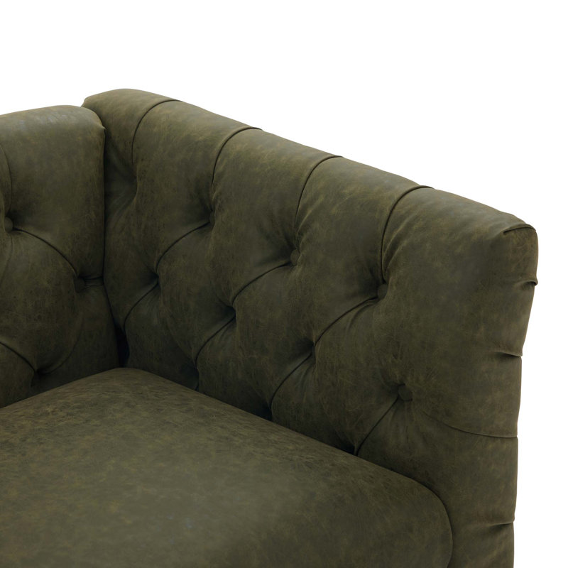 Canapé Chesterfield capitonné avec coussins à ressorts ensachés et pieds en bois d'hévéa