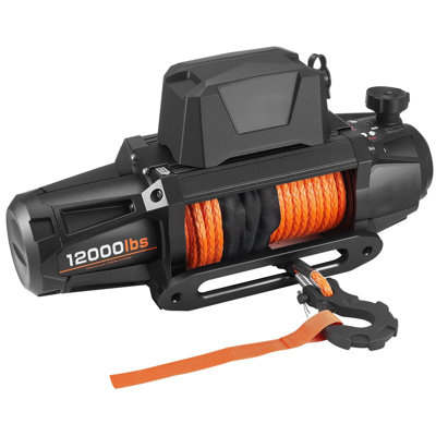 Electric Winch 12000 lbs Load Capacity 12V DC with 3/8 in x 92 ft Synthetic Rope 1 Pack for Towing Off-Road SUV Jeep Trailer Boat IP67 Waterproof