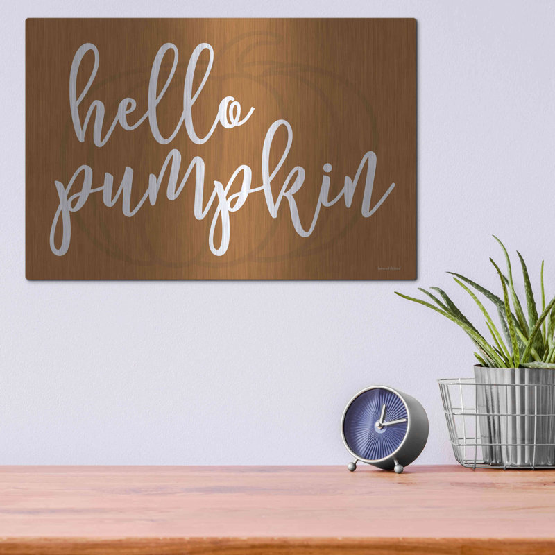 «Hello Pumpkin» par Lettered & Lined, art mural en métal, H 12 po x l 16 po