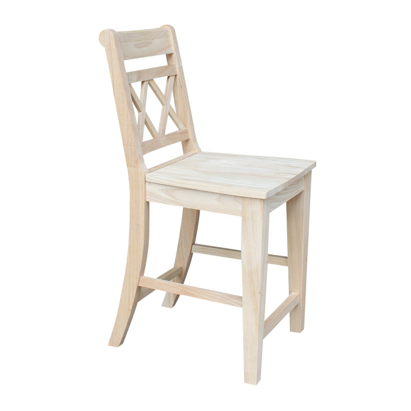 Kindelan Solid Wood Counter Stool, Unfinished