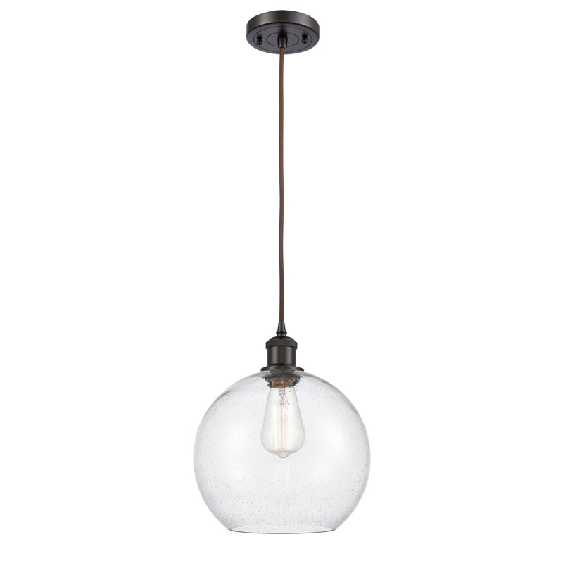 Luminaire suspendu sphère 1 lumière Baptista, Ampoule DEL 6 watts Vinage, Grainé, Bronze huilé