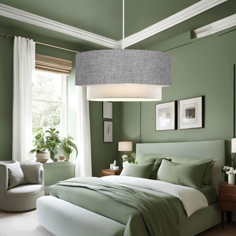 Lustre élégant en tissu gris, 27,6 po x 11,8 po | Douille E27 Max 40W, parfaite pour la salle à manger et les espaces de vie | Conception élégante, indice de protection IP20 durable, solution d'éclairage idéale pour la maison, ampoule non incluse