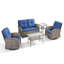 Cet ensemble de conversation d'extérieur fabriqué à la main 5 pièces confère à votre porche ou à votre patio un charme intemporel et une élégance naturelle. L'ensemble comprend une causeuse coulissante, 2 chaises pivotantes classiques, une table d'appoint et une table basse, en osier de polyéthylène tissé à la main-300778894-279501146