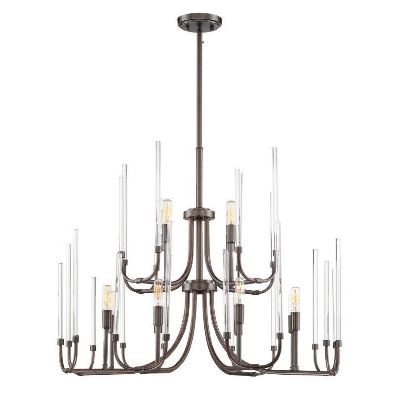 Lustre à plusieurs niveaux de style bougie 12 lumières Shellson