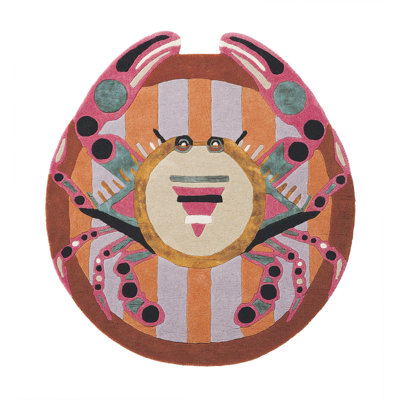 Hand Tufted Abstract Area Rug in Brown/Orange/Pink