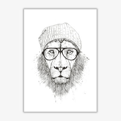 Cool Hipster Lion 1 Piece Single Picture Frame Wall Art