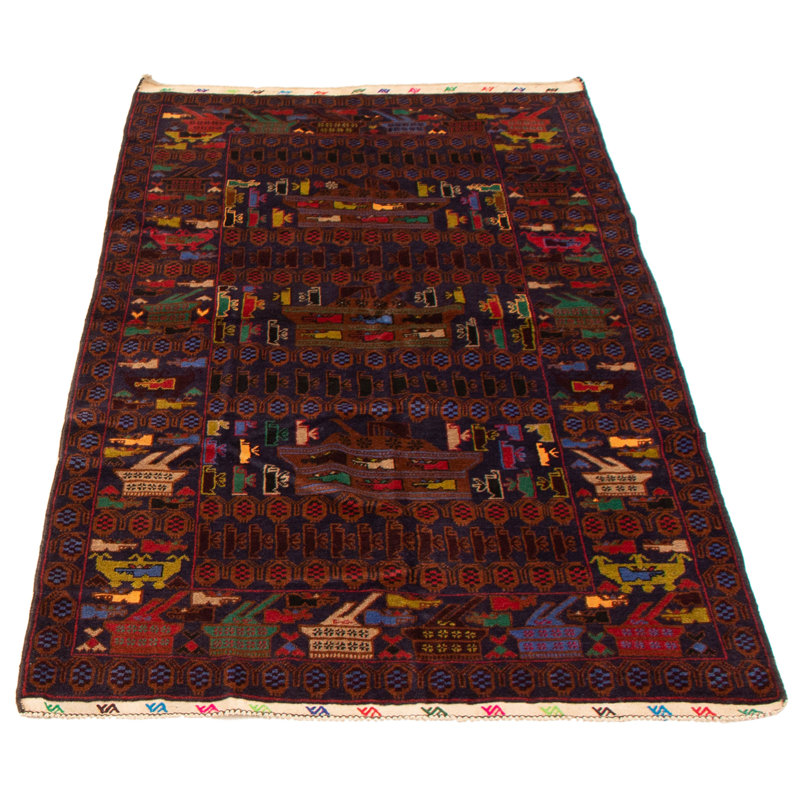Tapis bleu marine foncé Rare War 3 pi 11 po x 6 pi 7 po