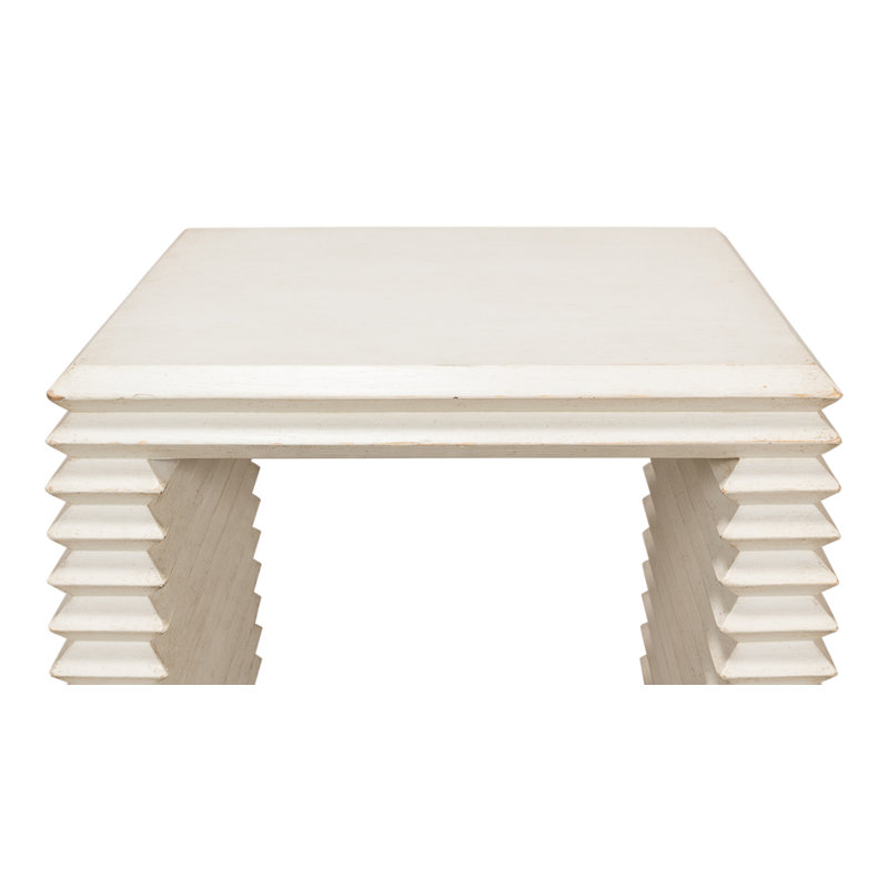 Stacked Solid Wood End Table, Antique White