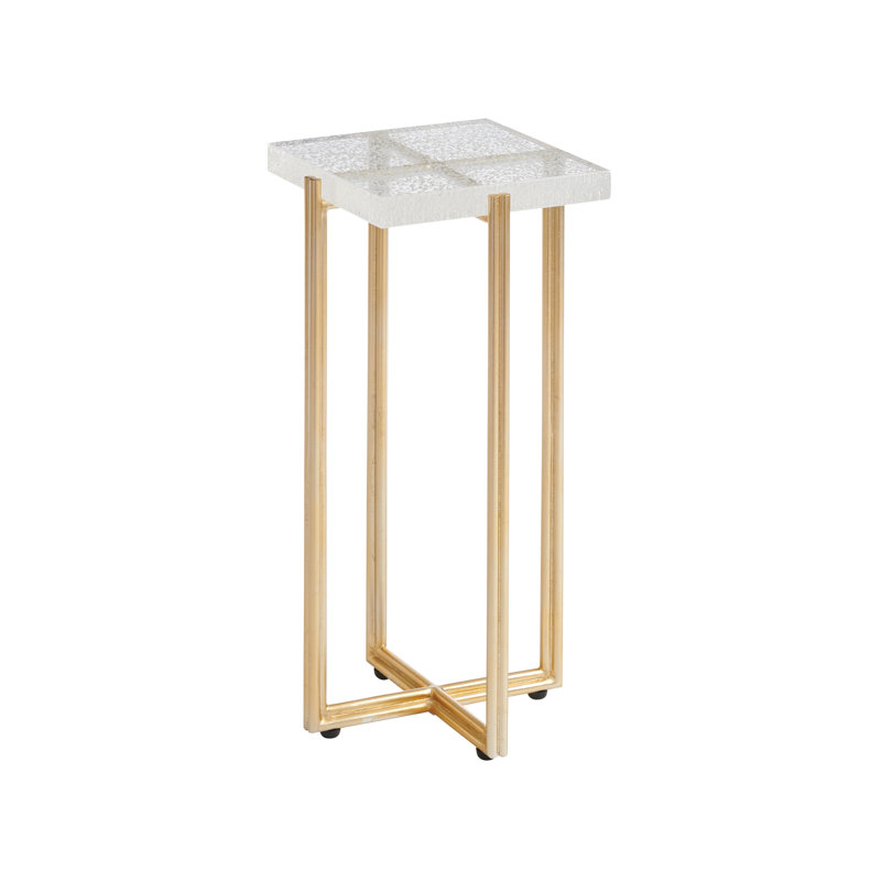 Gold and Stone Square Contemporary Accent Table