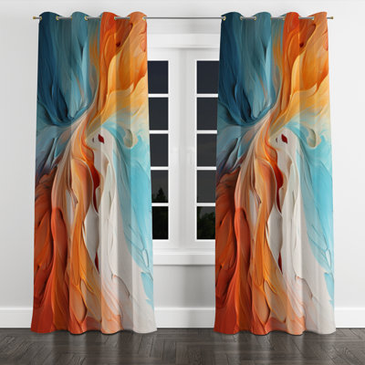 Teal Orange Bold Abstract Flow Collage I - Rideau moderne en velours avec œillets - obscurcissant - 1 panneau