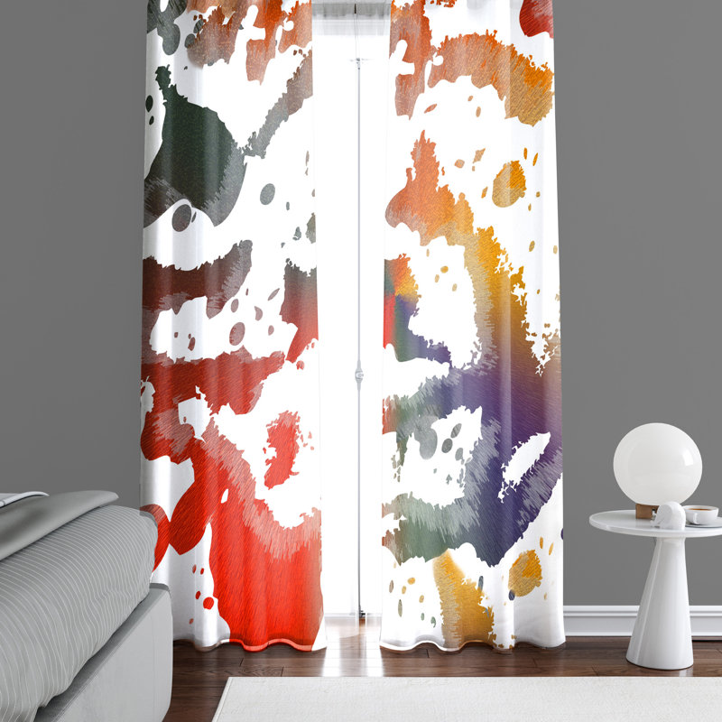 Panneaux de rideaux semi-diaphanes avec passe-tringle Splatter Print (DSQ est réglé à 2), L 20 po x L 52 po