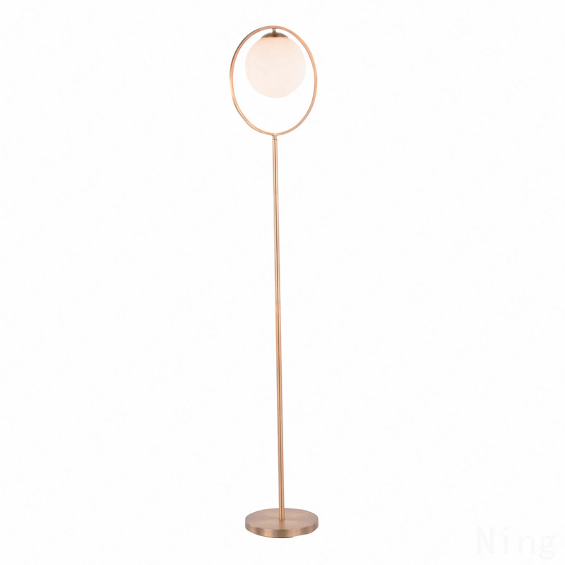 Contemporary Floor Lamp In Gold Metal And Frosted Glass By Lumisource