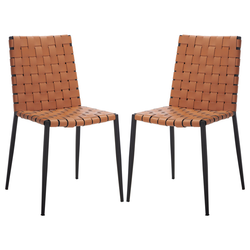 Chaise d'appoint rembourrée en cuir Brett, Cognac, Noir