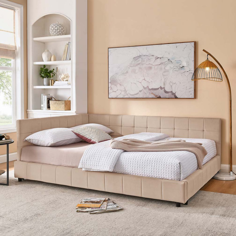 Velvet Upholstery Daybed,Sofa Bed Frame, Pink