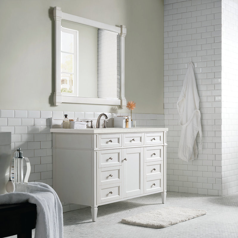 Brittany 48'' W Single Vanity, Bright White, Ethereal Noctis, 8" Widespread