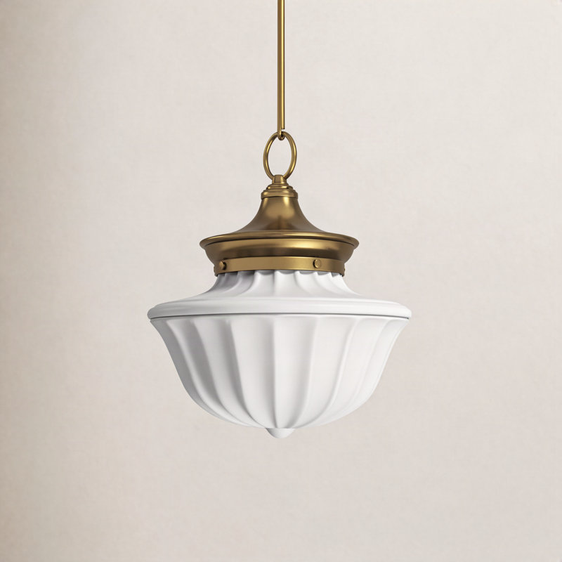 Luminaire suspendu simple à 1 lumière Maisie, Laiton vieilli, H 68,75 po x l 12 po