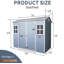 Remise de rangement extérieure 8 pi x 4 pi avec deux fenêtres et deux portes, remise en plastique avec plancher pour Gargen, patio, cour, pelouse, gris-118034595