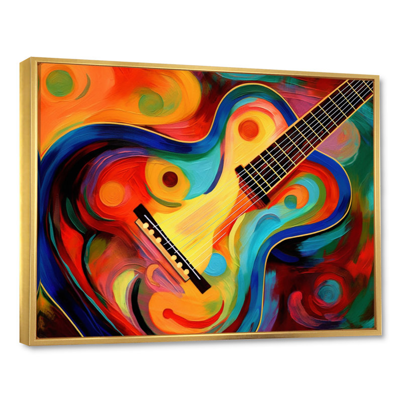 «Music In Color III» sur toile, H 12 po x l 20 po x P 1 po, Cadre flottant doré