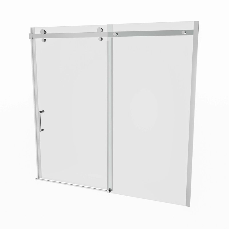 56-60 In. W X 58 In. H Mod Semi-Frameless Sliding Bathtub Door In With 5/16 In. (8Mm) Clear Glass, Chrome