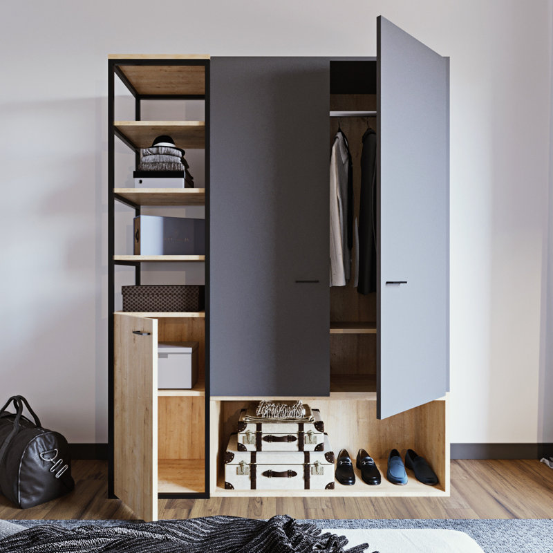 Kennelly 3 Door Manufactured Wood Wardrobe