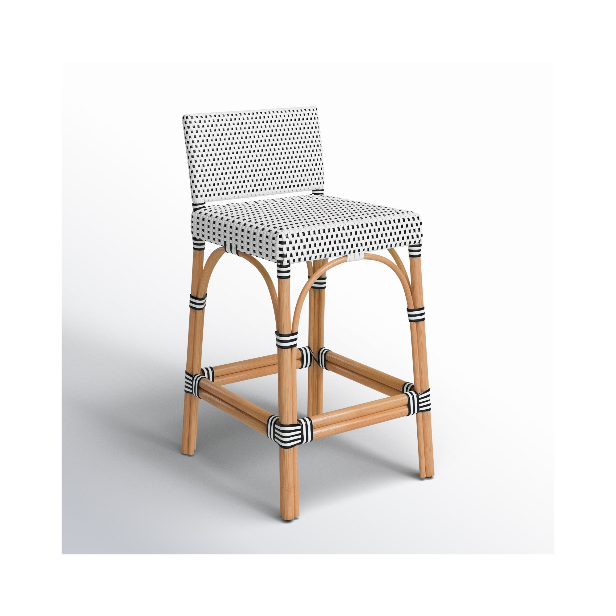 Estella Counter Stool, Counter Stool 24" Seat Height, White/Navy Dot