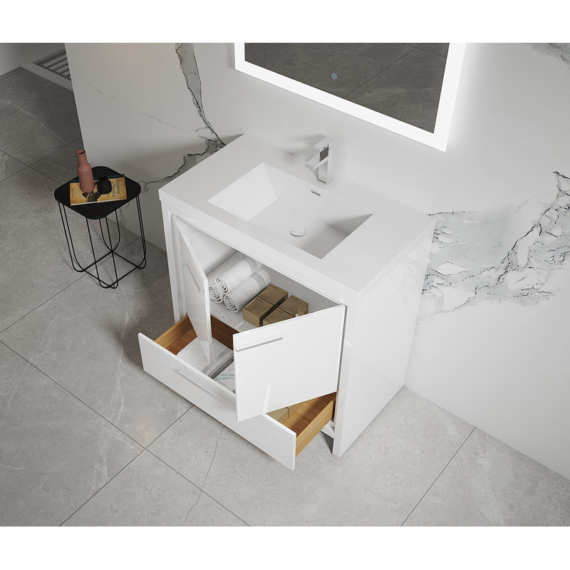 Lefebvre 35.5" Single Bathroom Vanity Set, Gloss White