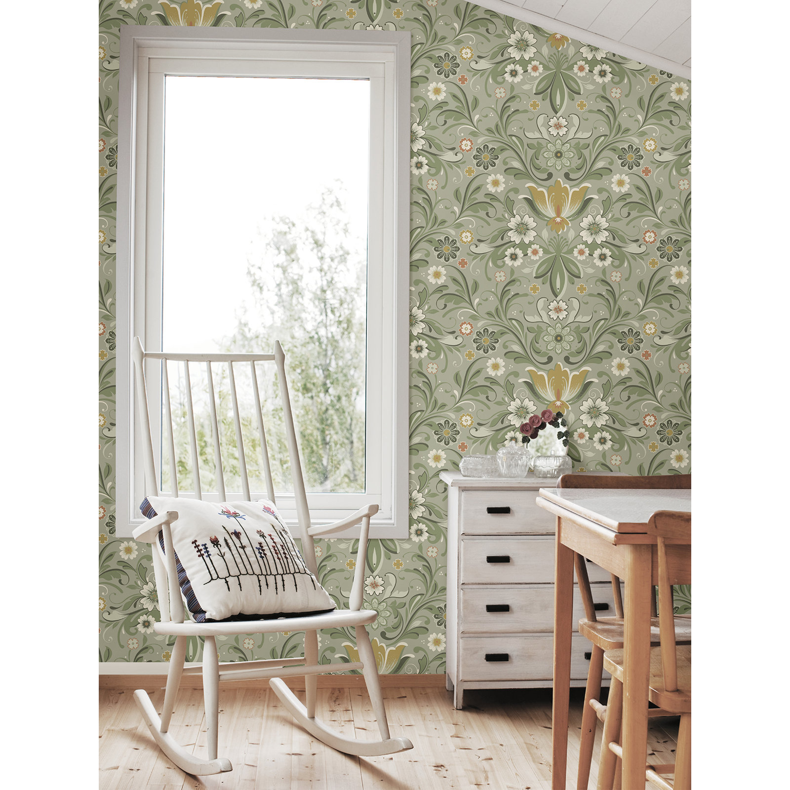 Toddy Floral Wallpaper, Gray/Yellow