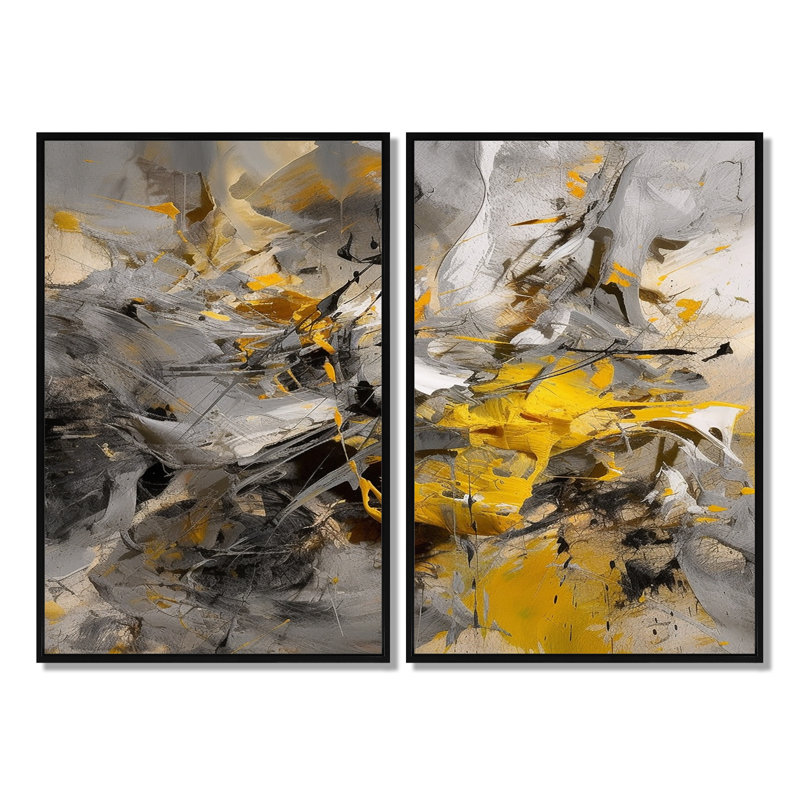 Décoration murale Crysta - Collages abstraits, Black, 36" H x 48" W, Impression encadrée flottante
