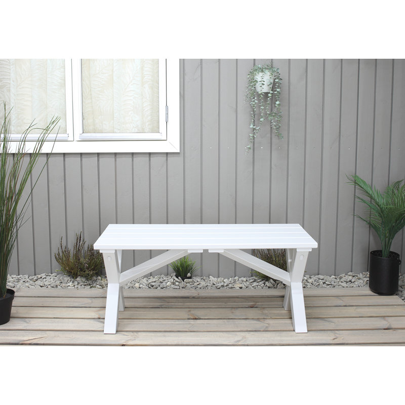 Gaynelle Solid Wood Pine Outdoor Bench, White
