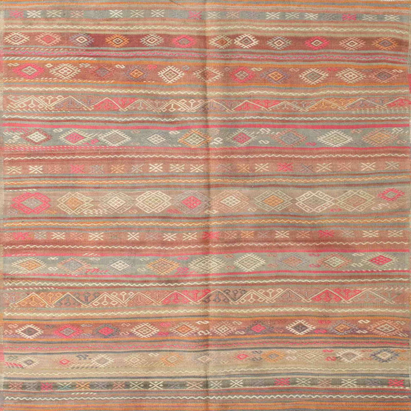 Tapis brun / orange Southwestern, Carré 6 pi