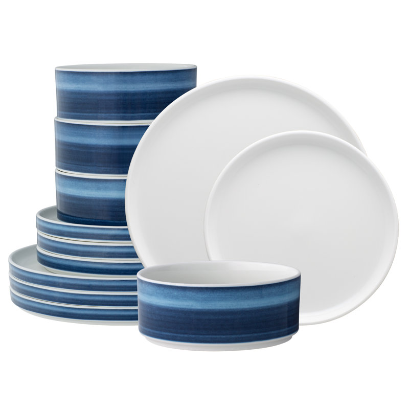 Noritake Colorstax Ombre 12-Piece Dinnerware Set, Service for 4, Indigo
