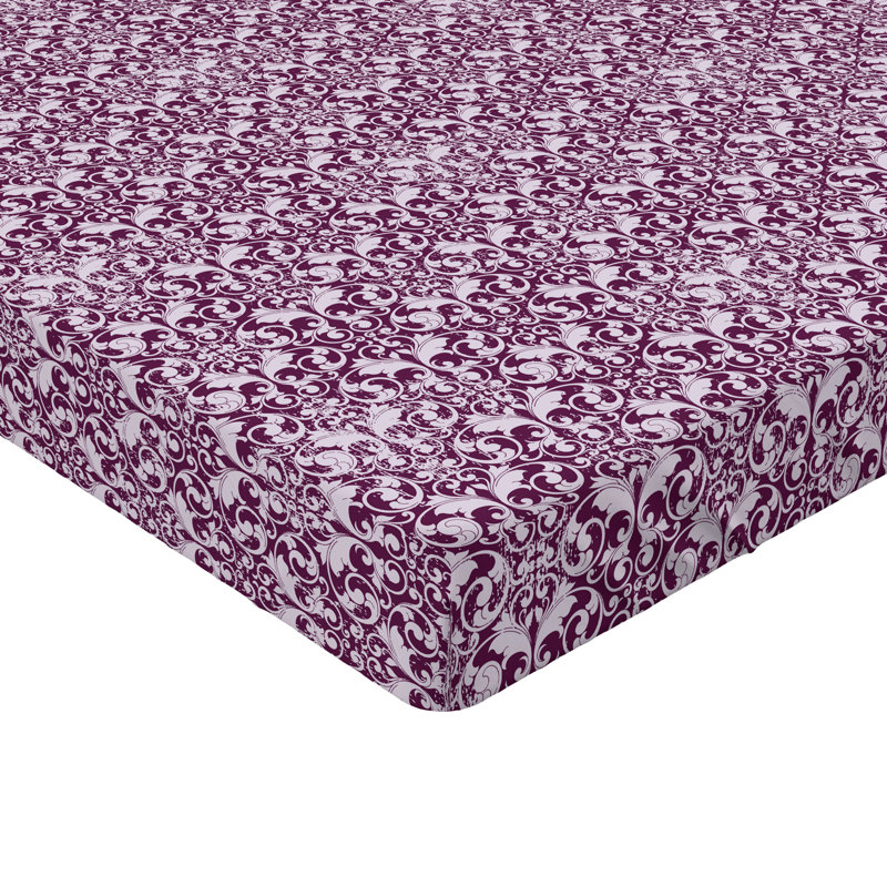 Drap-housse Ambesonne, Drap-housse simple TG, Prune, mauve, taupe / damas
