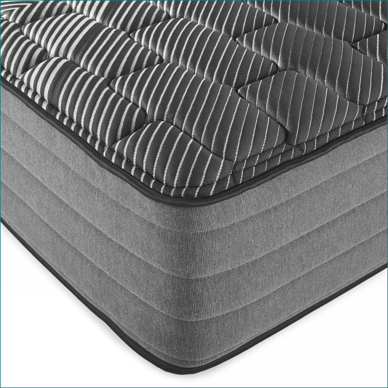 Mattresses: 14" Firm Quilted Full Mattress with Cooling Ice Cover | Foam+Spring | Black, Full
