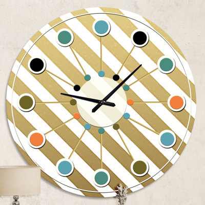 Gold Diagonal - Mid-Century Modern wall clock