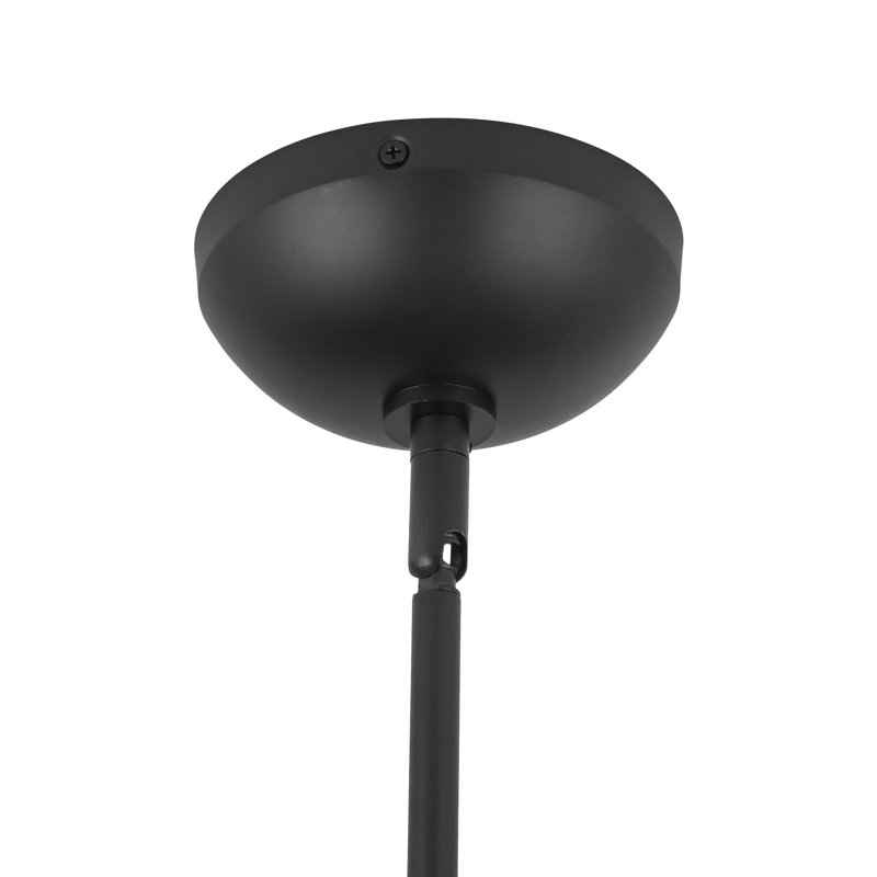 Luminaire suspendu noir 17 po avec verre opale, Noir / verre opale
