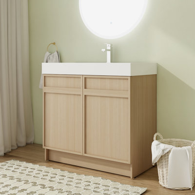 36 inch Free standing Single Bathroom Vanity With Resin Vanity Top