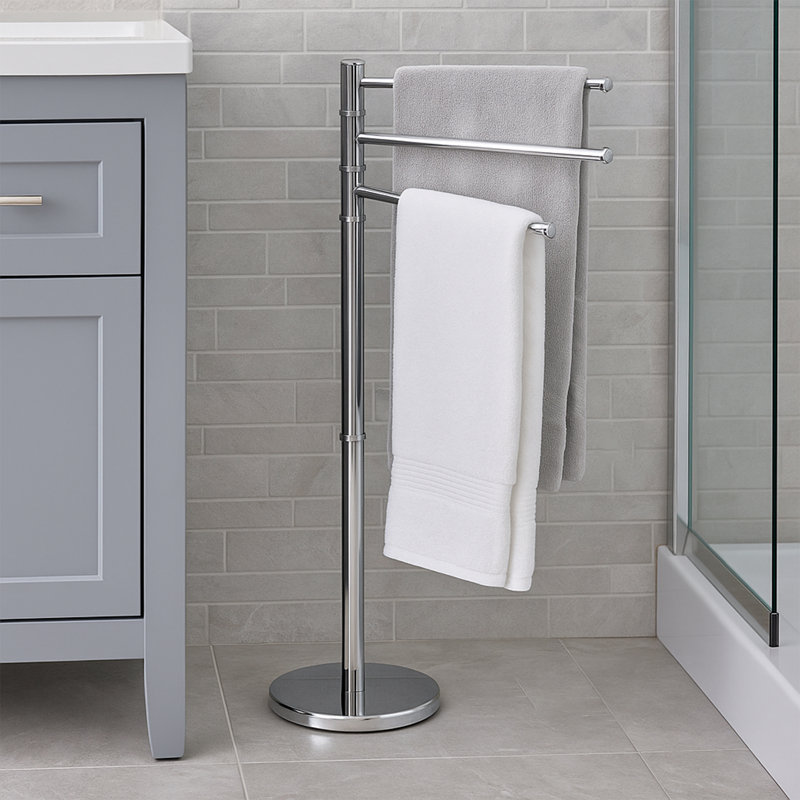 Freestanding 3-Arm Towel Rack in Stainless Steel