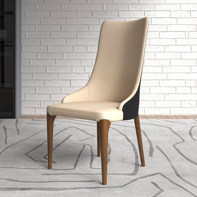 Cedarburg Chee High-Back Dining Chair with Two-Tone Design and Ash Wood Legs No Assembly, Black