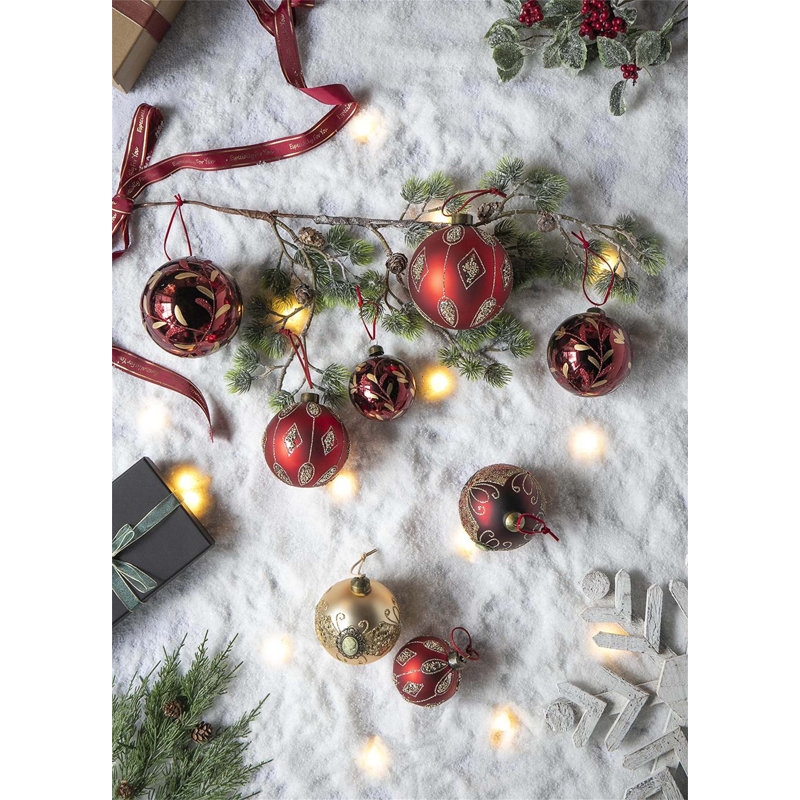 Ornements de boules de Noël D3,9 ", boules de Noël suspendues en verre, ensemble de 6
