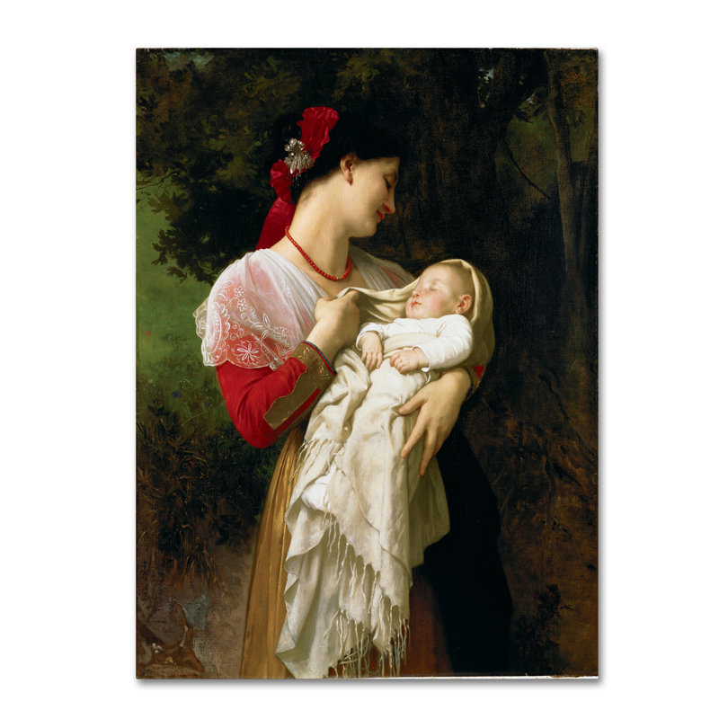 « mère et enfant », reproduction sur toile tendue, H 47 po x l 35 po