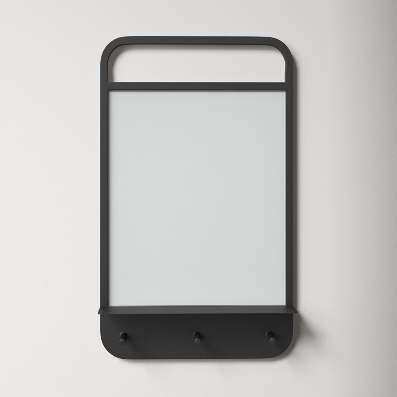 Black Iron Wall Organizer with Glass Dry Erase Board