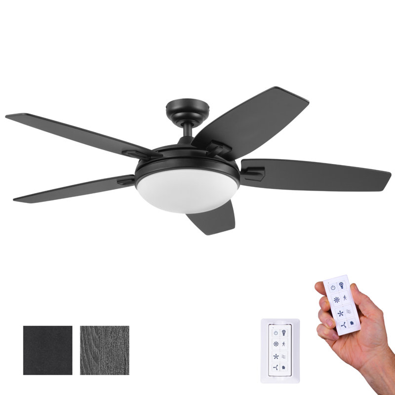 Ensemble de ventilateur de plafond 48 po avec télécommande Carmel, Noir mat