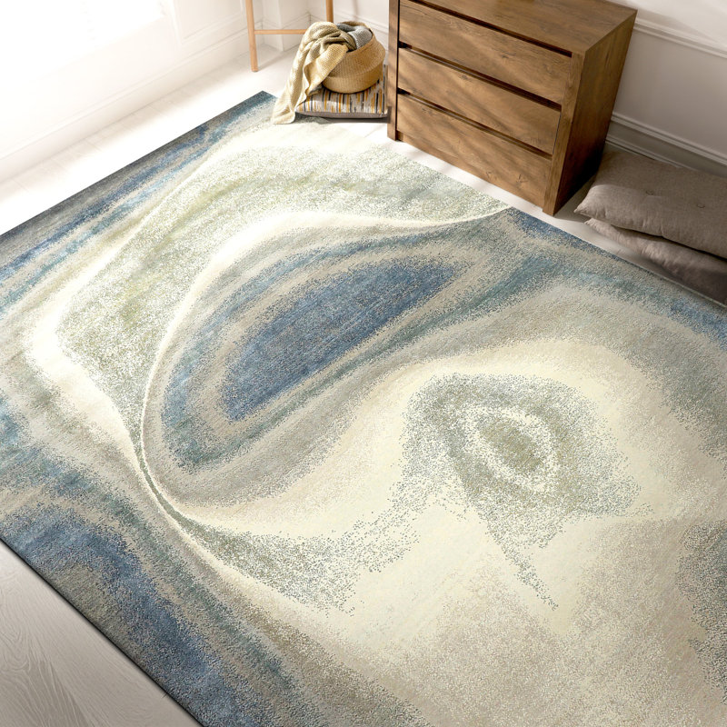 Tapis beige et gris noué à la main de haute qualité, Rectangle 8 pi x 10 pi