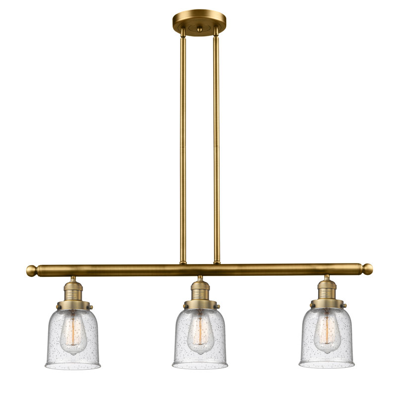 Cloche - 3 lumières 41 po - Lampe pour îlot suspendu, Laiton brossé, Grainé